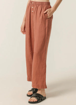 Nude Lucy Lounge Linen Crop Pant - Brandy