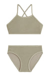 Seafolly Girls Summer Essentials Crossover Bikini Set  Khaki