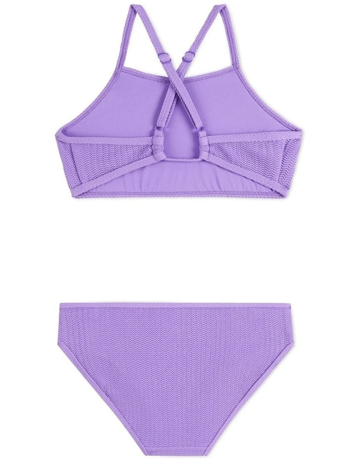 Seafolly Girls Crossover Back Bikini Set Lilac