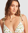 Seafolly Summer Crush Shirred Reversible Slide Triangle Bikini Top - Soft Olive