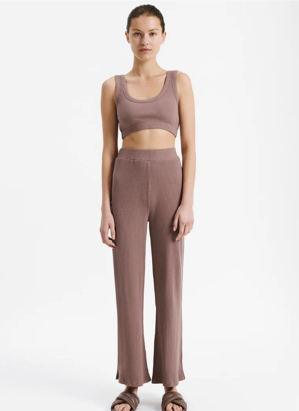Nude Lucy Lounge Ribbed Crop - Soot